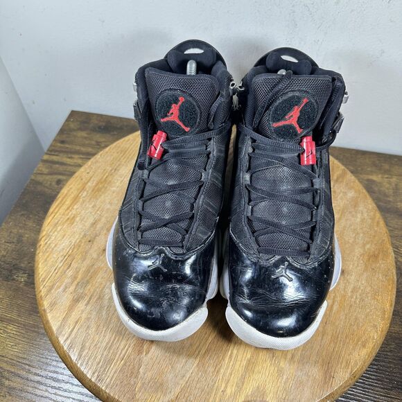 Jordan 6 Rings Shoes Mens Size 8 Black Red FZ4178-010 Retro Basketball Sneakers - Picture 2 of 8